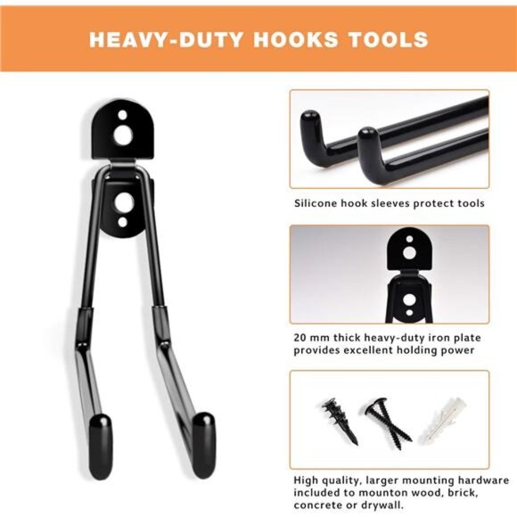 Garage Hooks Heavy Duty - 11 Inch Large Wall Mount Storage Hanger, 4 Pack - Picture 4 of 8